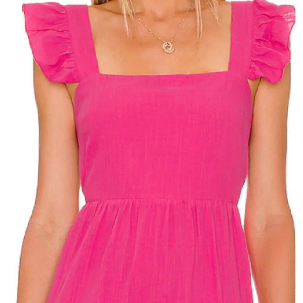 NWT SNDYS Everything X Revolve Peaches Linen Pink Sundress Sz XL - Picture 1 of 7
